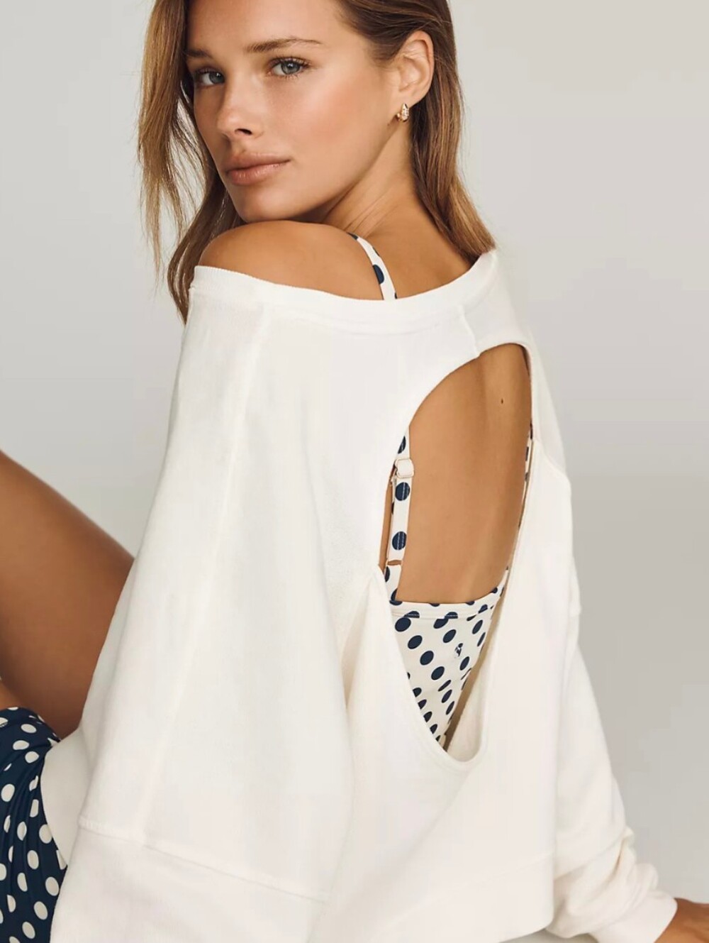 Anthropologie Daily Practice Open-Back Pullover Sugar Swizzle Size S